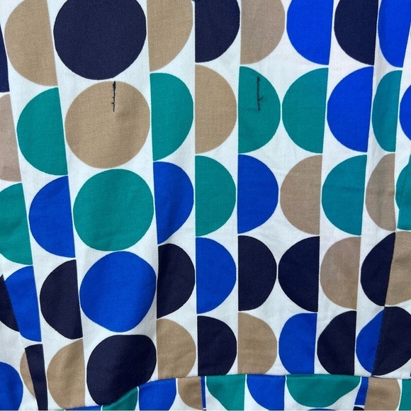 BANANA Republic Green Blue Polka Dot Pleated Sleeveless Dress Fit & Flare Size 4 - Picture 7 of 8